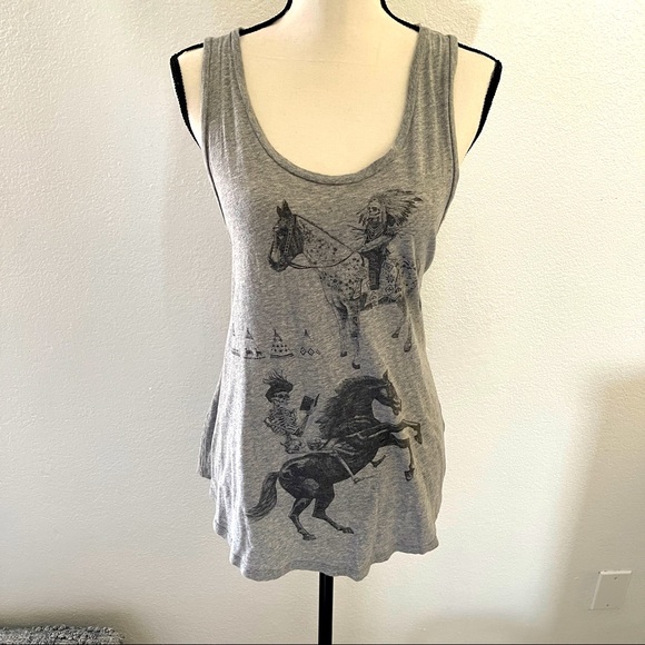 All Saints Tops - Allsaints Wyld Stallions Vest Grey Racerback Tank